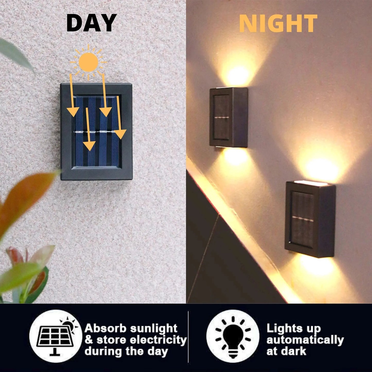 Solar Wall and Fence Lights - LED Outdoor Waterproof Sconces with Dusk to Dawn Sensor (1-12 PCS)