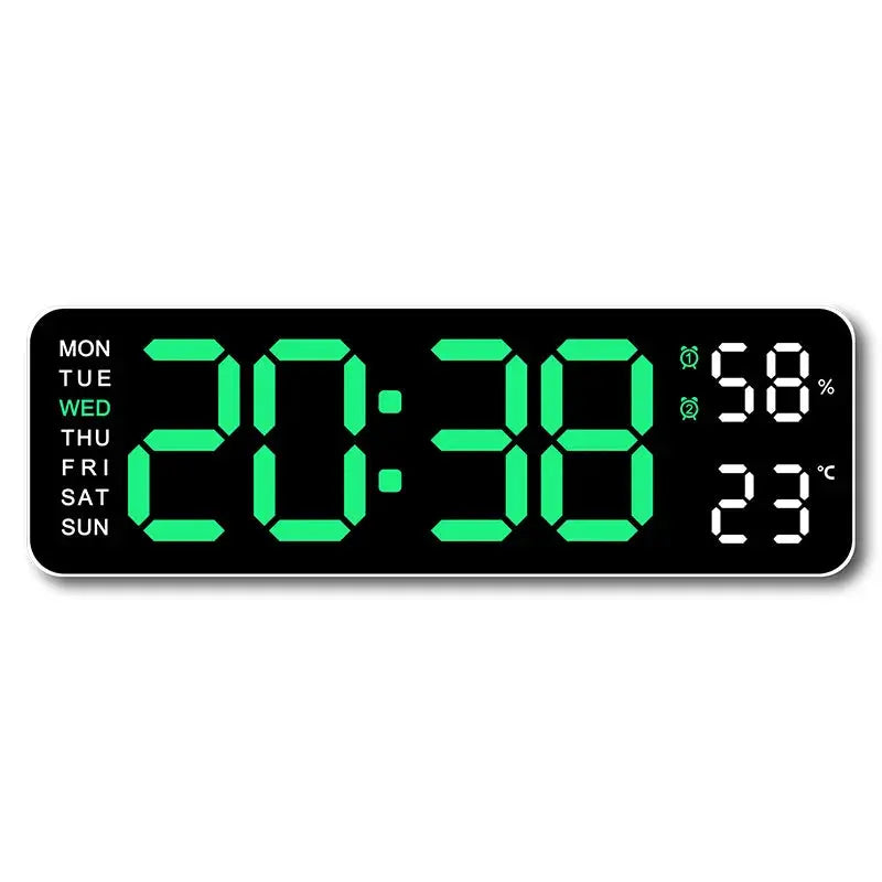 USB-Powered 9-Inch Digital Wall Clock with Temperature and Humidity Display