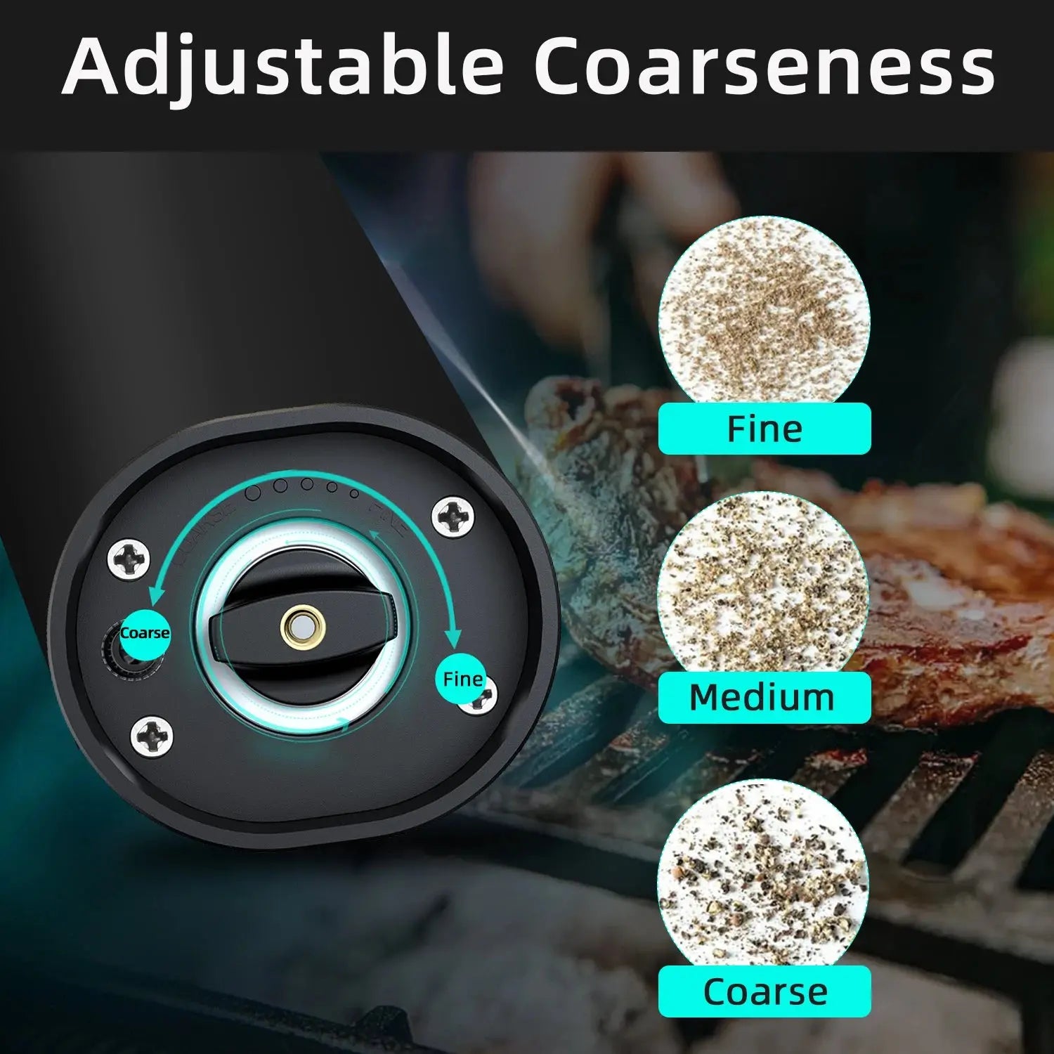 Electric Automatic Pepper and Salt Grinder Set with Base