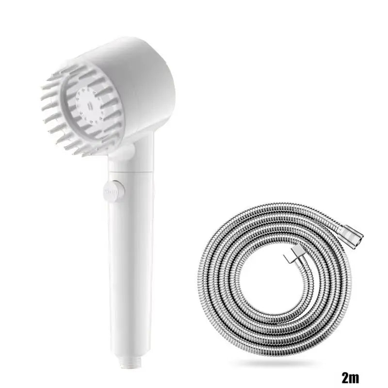 Three-Speed Adjustable Portable Showerhead with Massage Feature and Filter