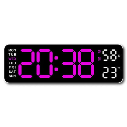 USB-Powered 9-Inch Digital Wall Clock with Temperature and Humidity Display