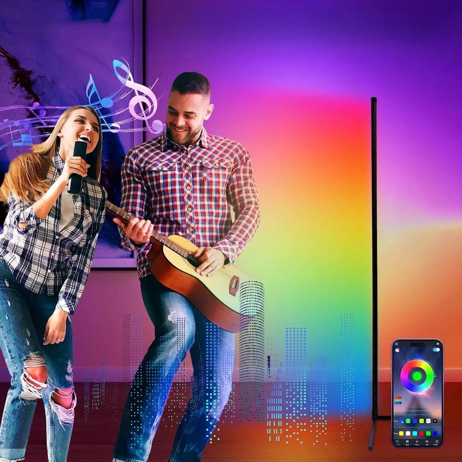 Smart RGB Floor Lamp with Music Synchronization and App Control