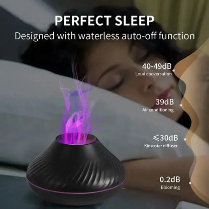 Aromatherapy Humidifier with Seven-Color Gradient Night Light and Flame Simulation
