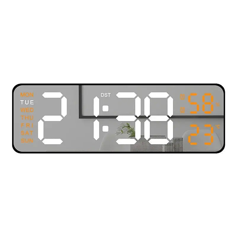 USB-Powered 9-Inch Digital Wall Clock with Temperature and Humidity Display