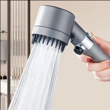 Three-Speed Adjustable Portable Showerhead with Massage Feature and Filter