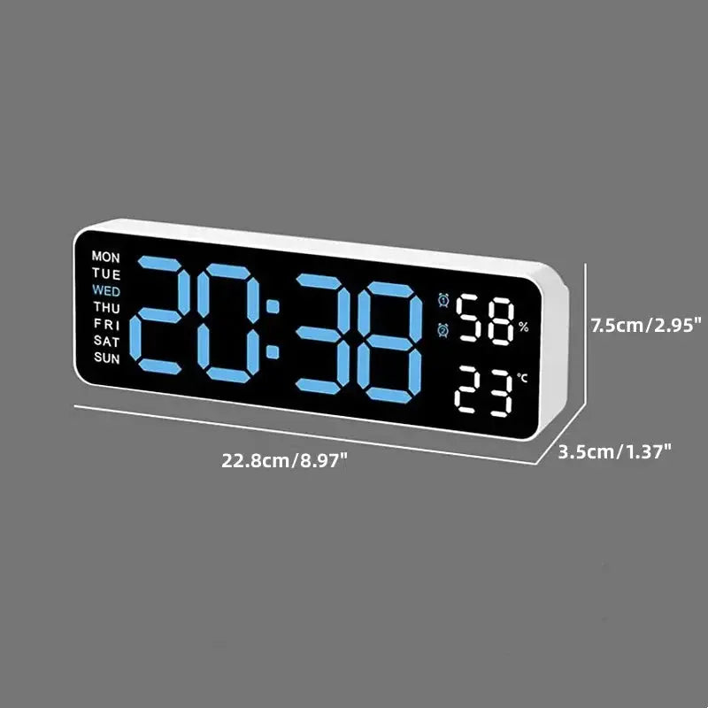 USB-Powered 9-Inch Digital Wall Clock with Temperature and Humidity Display
