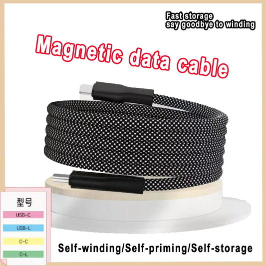 100W Magnetic USB-C Charging Cable, 1M Nylon Braided Fast Charge Cord