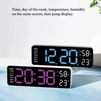 USB-Powered 9-Inch Digital Wall Clock with Temperature and Humidity Display