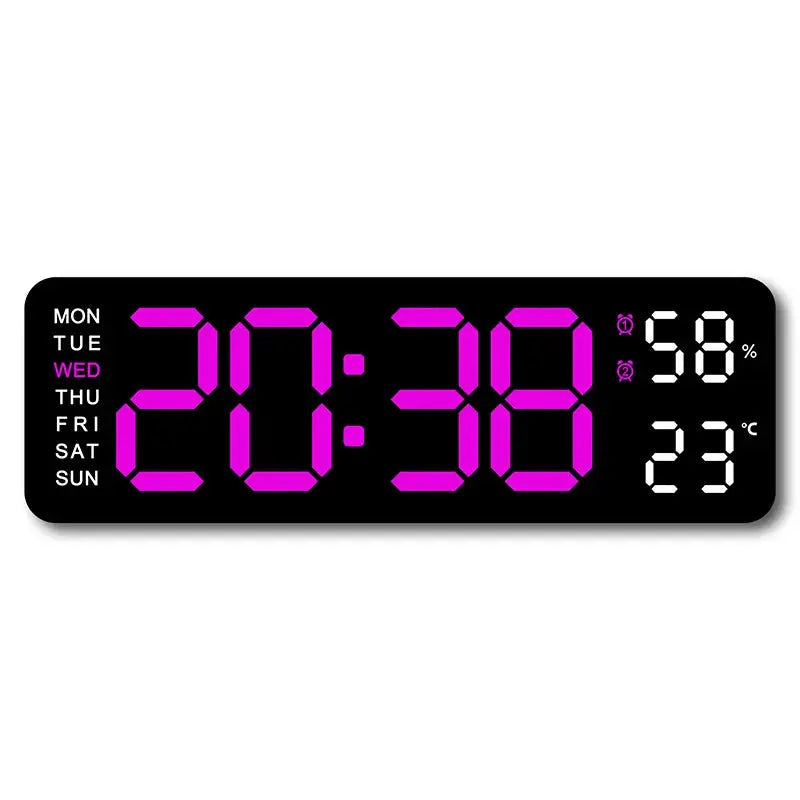 USB-Powered 9-Inch Digital Wall Clock with Temperature and Humidity Display