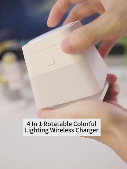Support de chargeur sans fil rotatif 4 en 1 avec éclairage coloré